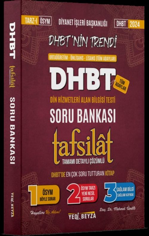 2024 DHBT Tafsilat Tamamı Çözümlü Soru Bankası