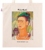 Askılı Bez Çanta - Ressamlar - Frida Kahlo - With Monkey 1938