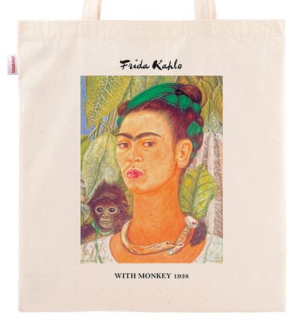 Askılı Bez Çanta - Ressamlar - Frida Kahlo - With Monkey 1938