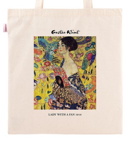Askılı Bez Çanta - Ressamlar - Gustav Klimt - Lady With A Fan 1918