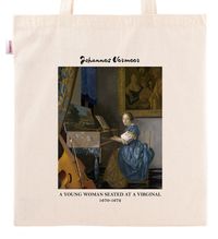 Askılı Bez Çanta - Ressamlar - Johannes Vermeer - A Young Woman Seated At A Virginal 1670-1672