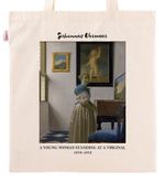 Askılı Bez Çanta - Ressamlar - Johannes Vermeer - A Young Woman Standing At A Virginal 1670-1672