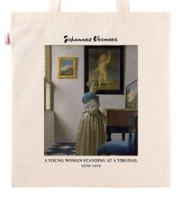 Askılı Bez Çanta - Ressamlar - Johannes Vermeer - A Young Woman Standing At A Virginal 1670-1672