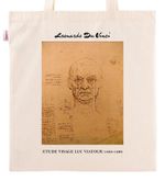 Askılı Bez Çanta - Ressamlar - Leonardo Da Vinci - Etude Visage Luc Viatour 1489-1490