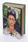 Kitap Şeklinde Ahşap Hediye Kutu - Ressamlar - Frida Kahlo - With Thorn Necklace And Hummingbird 1940