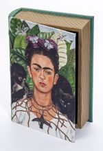 Kitap Şeklinde Ahşap Hediye Kutu - Ressamlar - Frida Kahlo - With Thorn Necklace And Hummingbird 1940