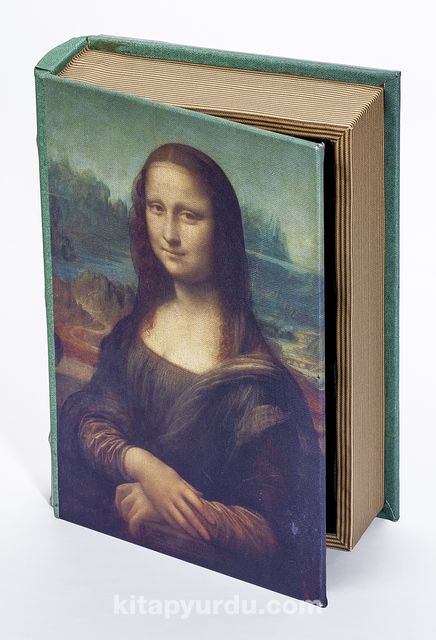 Kitap Şeklinde Ahşap Hediye Kutu - Ressamlar - Leonardo Da Vinci - Mona Lisa 1503