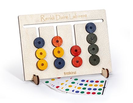Montessori Ahşap Zeka Oyunları / Renkli Daire Labirent