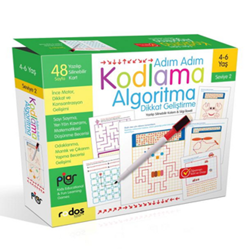 Adım Adım Kodlama-Algoritma-Dikkat Geliştirme-Seviye 2 4-6 Yaş