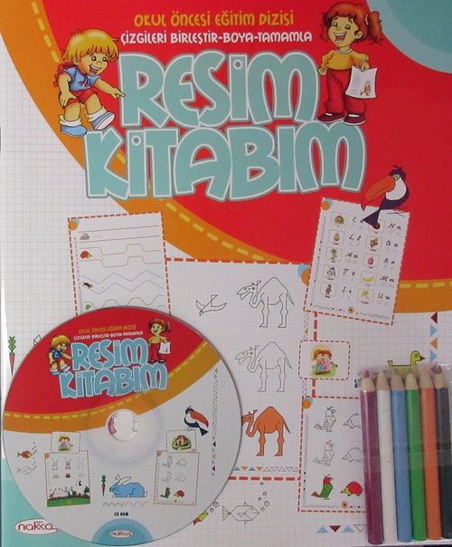 Resim Kitabım & Okul Öncesi Eğitim Dizisi (Çizgileri Birleştir-Boya-Tamamla)