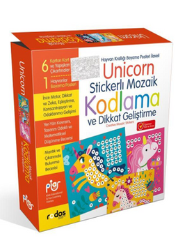 Unicorn Stickerlı Mozaik Kodlama ve Dikkat Geliştirme Oyun Seti 