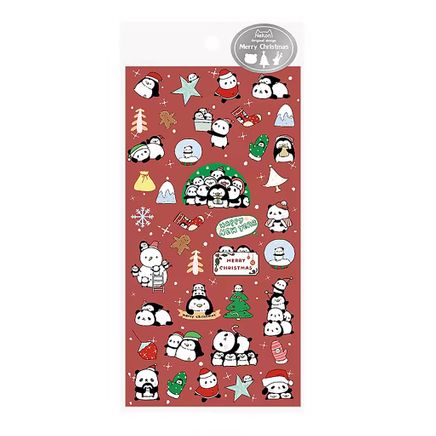 Panda ve Yılbaşı Temalı Parıltılı Sticker Seti • Bullet Journal