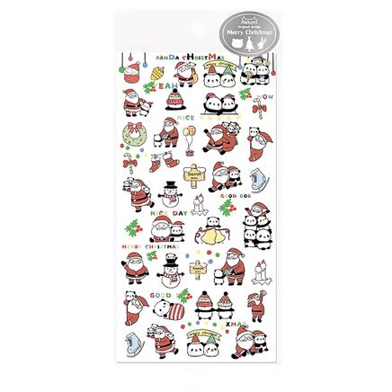 Sevimli Panda ve Yılbaşı Temalı Parıltılı Sticker Seti • Bullet Journal