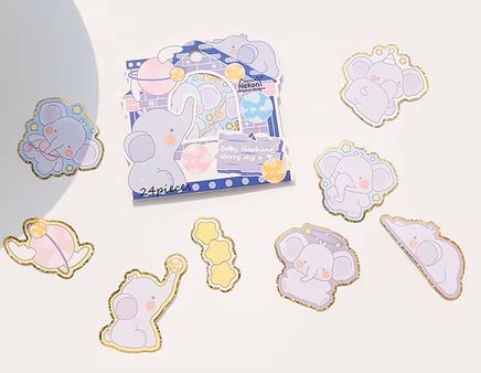 Sevimli Fil Temalı 24 Adet Sticker Seti • Bullet Journal