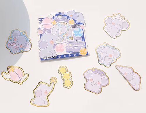 Sevimli Fil Temalı 24 Adet Sticker Seti • Bullet Journal