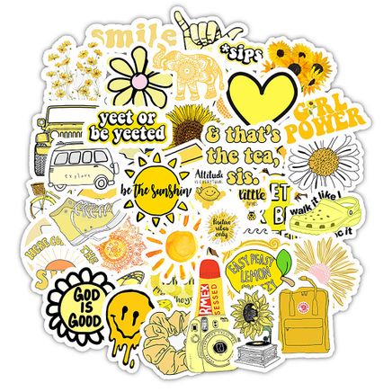 Sarı Vibes Sticker Seti