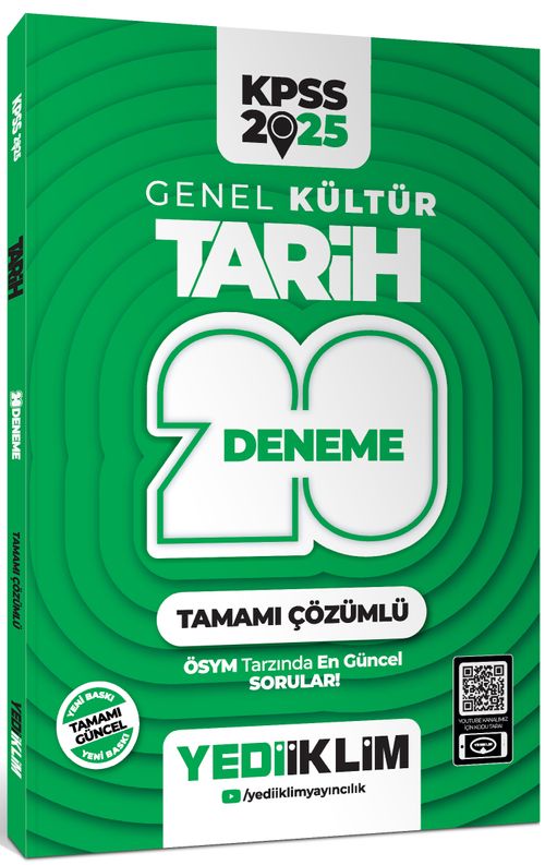 2025 KPSS Genel Kültür Tarih Tamamı Çözümlü 20 Deneme