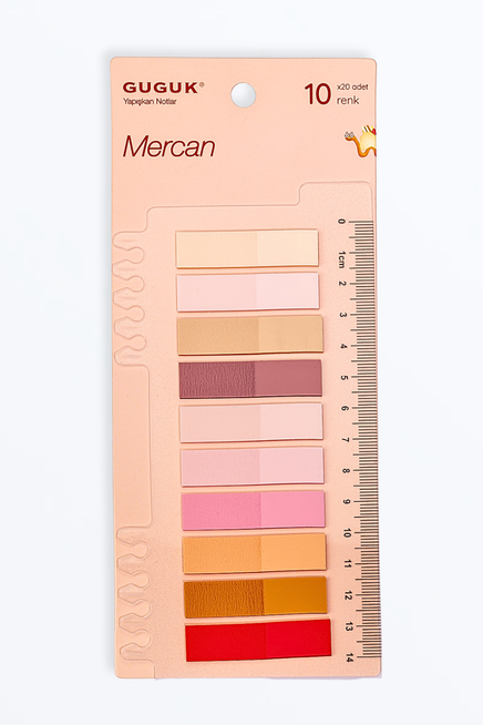 Mercan 10 Renkli Cetvelli Şeffaf Pet Index • Index Sticker • Post-it • Sticky Note