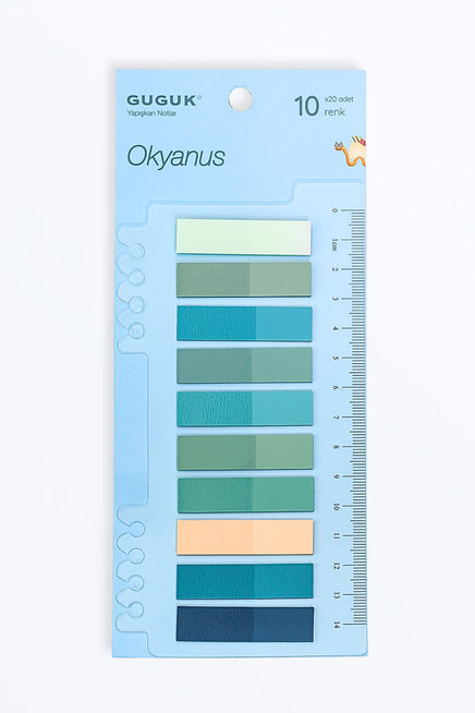 Okyanus 10 Renkli Cetvelli Şeffaf Pet Index • Index Sticker • Post-it • Sticky Note
