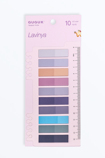 Lavinya 10 Renkli Cetvelli Şeffaf Pet Index • Index Sticker • Post-it • Sticky Note