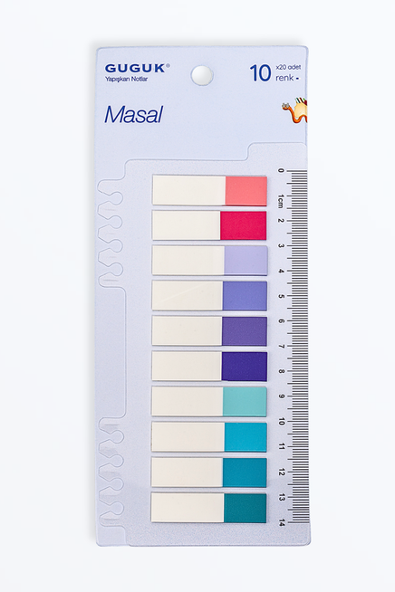 Masal Yarım 10 Renkli Cetvelli Şeffaf Pet Index • Index Sticker • Post-it • Sticky Note