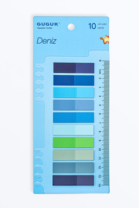 Deniz 10 Renkli Cetvelli Şeffaf Pet Index • Index Sticker • Post-it • Sticky Note