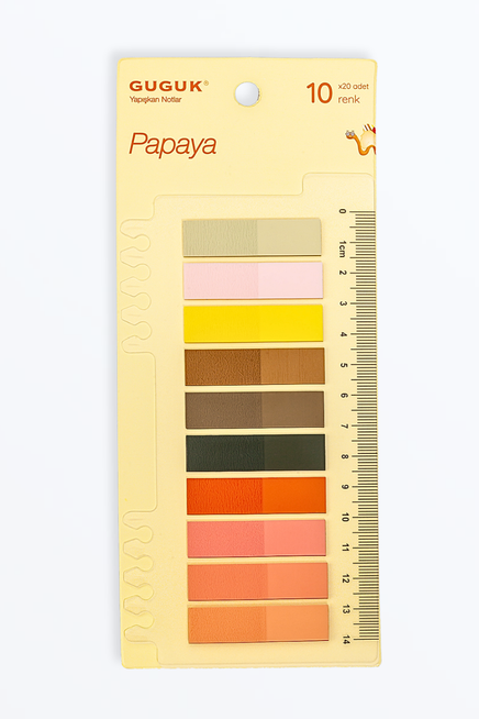 Papaya 10 Renkli Cetvelli Şeffaf Pet Index • Index Sticker • Post-it • Sticky Note