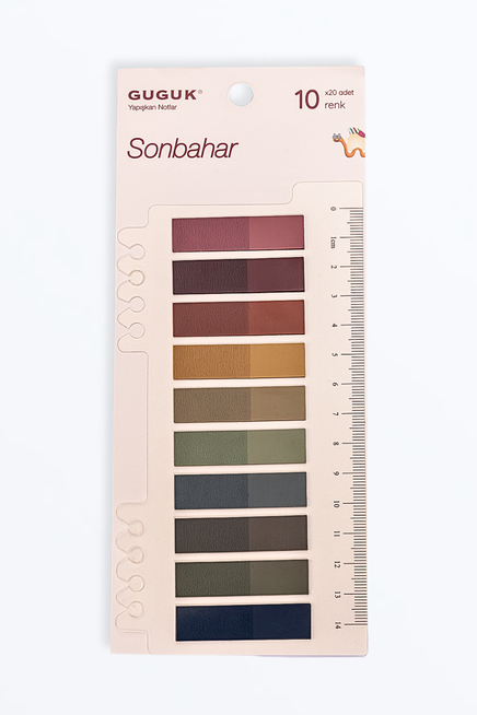 Sonbahar Tonları Temalı 10 Renkli Cetvelli Şeffaf Pet Index • Index Sticker • Post-it • Sticky Note