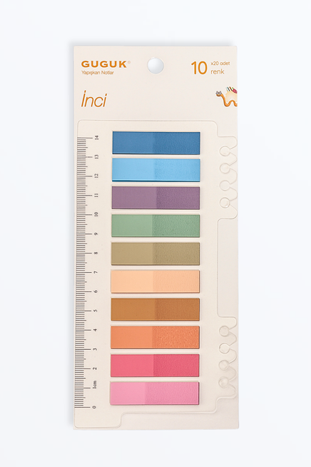 İnci 10 Renkli Cetvelli Şeffaf Pet Index • Index Sticker • Post-it • Sticky Note