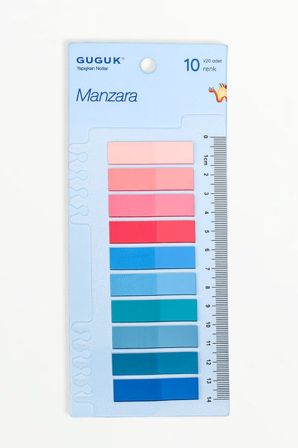 Manzara 10 Renkli Cetvelli Şeffaf Pet Index • Index Sticker • Post-it • Sticky Note