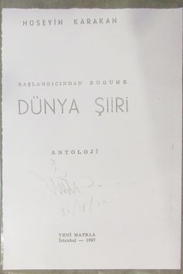 Başlangıcından Bugüne Dünya Şiiri Antolojisi (2-A-31)