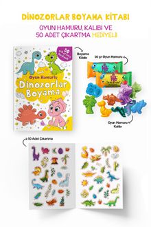 Dinozorlar Boyama Kitabı - Oyun Hamuru, Oyuncak ve Çıkartma Hediyeli / 3 Yaş+