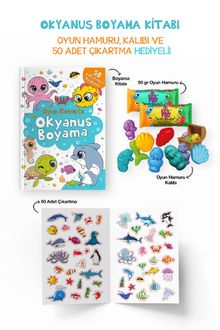 Okyanus Boyama Kitabı - Oyun Hamuru, Oyuncak ve Çıkartma Hediyeli / 3 Yaş+