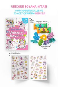 Unicorn Boyama Kitabı - Oyun Hamuru, Oyuncak ve Çıkartma Hediyeli / 3 Yaş+