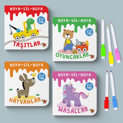 Boya-Sil-Boya (4 Kitap + 5 Kalem Seti)