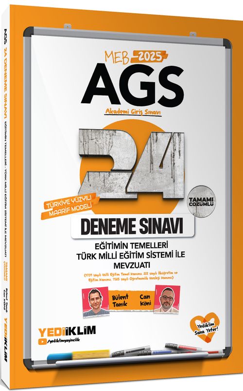 2025 MEB AGS Eğitimin Temelleri - Türk Milli Eğitim Sistemi İle Mevzuat Tamamı Çözümlü 24 Deneme