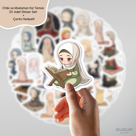 Chibi ve Müslüman Kız Sticker Seti