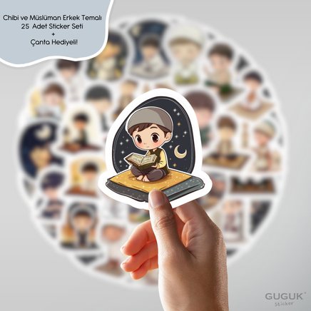 Chibi ve Müslüman Erkek Sticker Seti