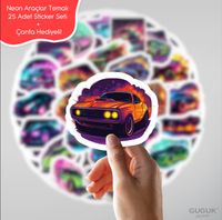 Neon Araçlar Sticker Seti