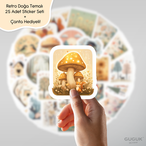 Retro Doğa Sticker Seti