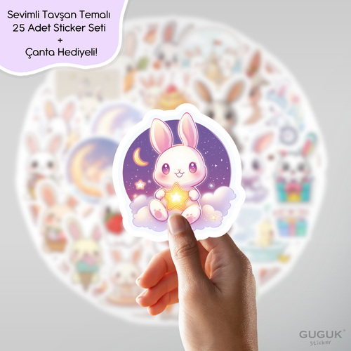 Sevimli Tavşan Sticker Seti