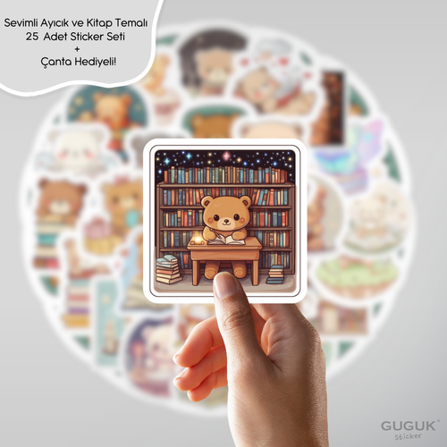 Sevimli Ayıcık ve Kitap Sticker Seti