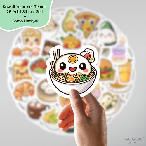 Kawaii Yemekler Sticker Seti