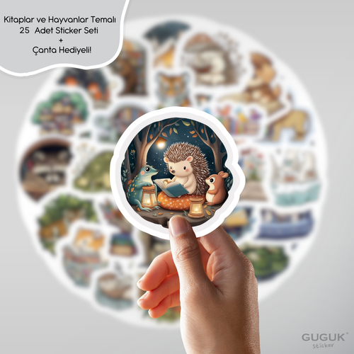 Kitaplar ve Hayvanlar Sticker Seti