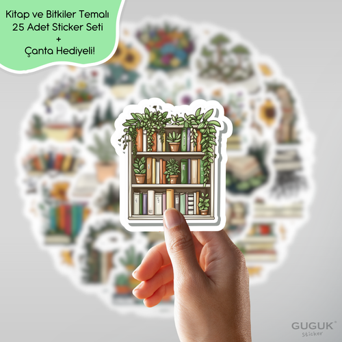 Kitap ve Bitkiler Sticker Seti