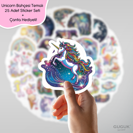 Unicorn Bahçesi Sticker Seti