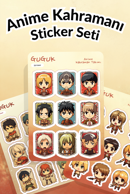 Anime Kahramanı Sticker Yaprakları