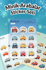 Minik Arabalar Sticker Yaprakları Seti