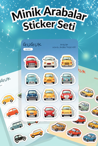 Minik Arabalar Sticker Yaprakları Seti