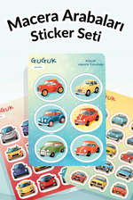 Macera Arabaları Sticker Yaprakları Seti 